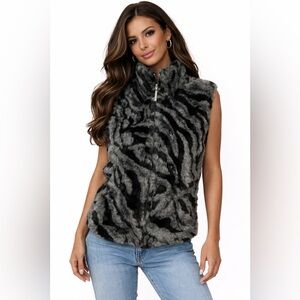 Duffel Outdoor Vintage Faux Fur Black/gray Label Missing PTP 20.5” Large